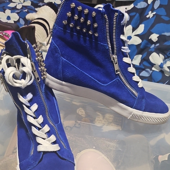 Betsey Johnson Shoes - Betsey Johnson Blue High-Top Sneakers with Studs